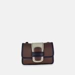 Plinio Visona Linda Soft Tab Clutch in Multicolor Greige Chocolate Brown