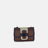 Plinio Visona Linda Soft Tab Clutch in Multicolor Greige Chocolate Brown