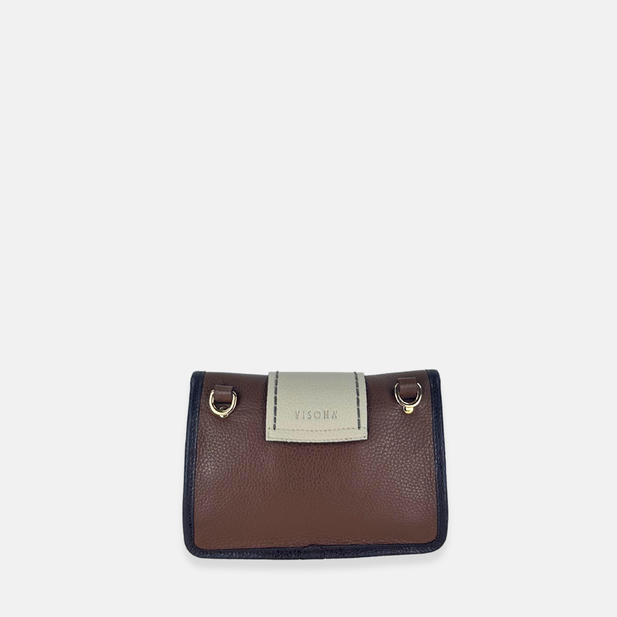 Plinio Visona Linda Soft Tab Clutch in Multicolor Greige Chocolate Brown
