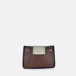 Plinio Visona Linda Soft Tab Clutch in Multicolor Greige Chocolate Brown
