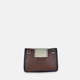 Plinio Visona Linda Soft Tab Clutch in Multicolor Greige Chocolate Brown
