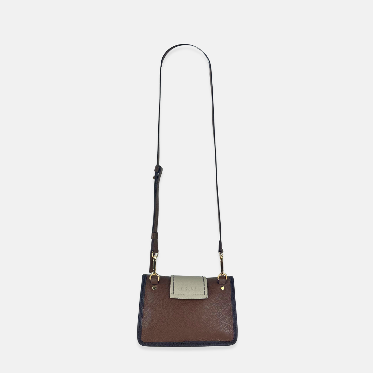 Plinio Visona Linda Soft Tab Clutch in Multicolor Greige Chocolate Brown
