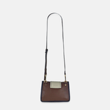 Plinio Visona Linda Soft Tab Clutch in Multicolor Greige Chocolate Brown
