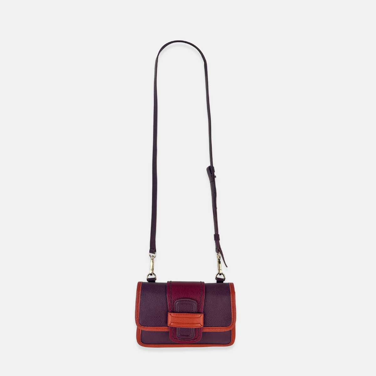 Plinio Visona Linda Soft Tab Clutch in Multicolor Orange Wine