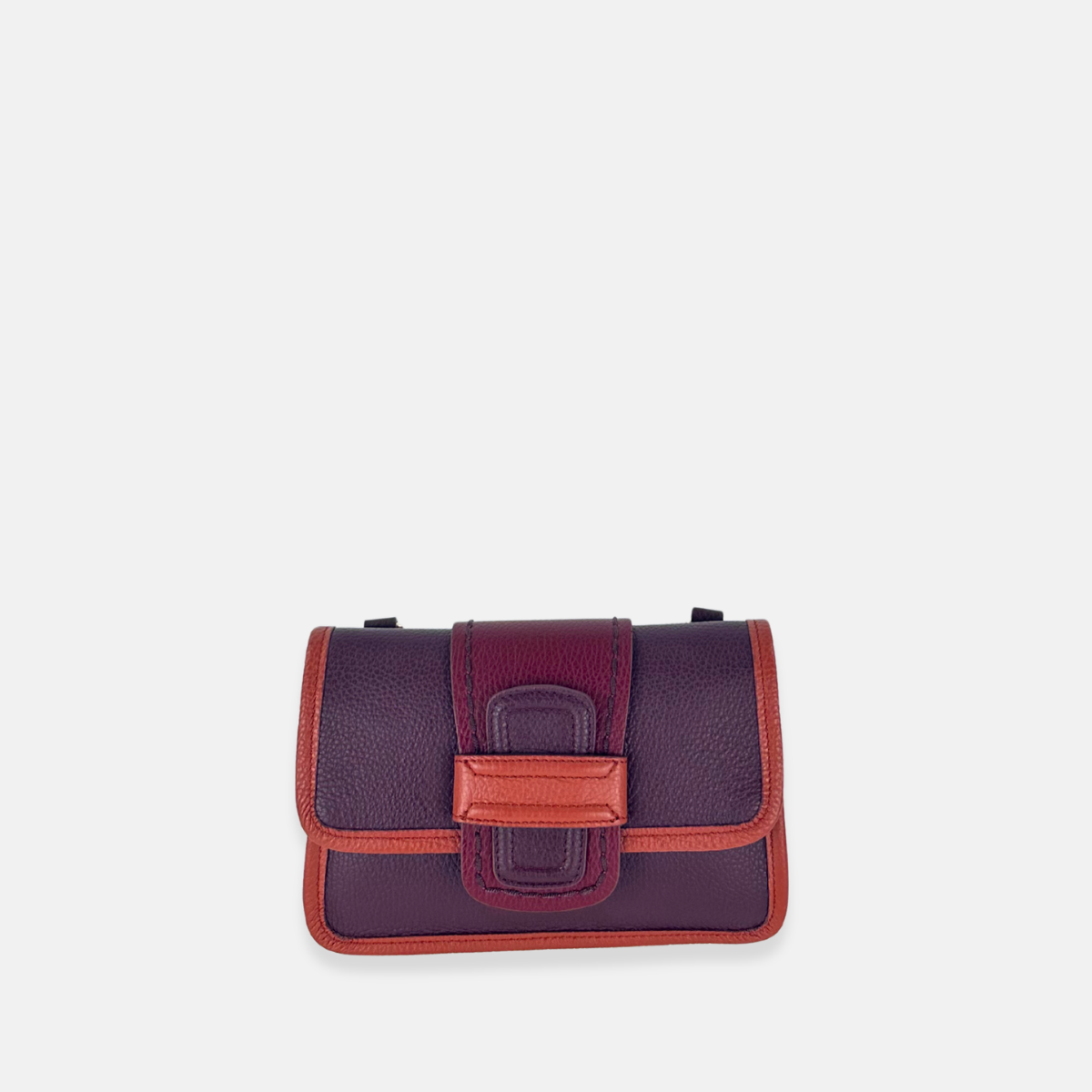 Plinio Visona Linda Soft Tab Clutch in Multicolor Orange Wine