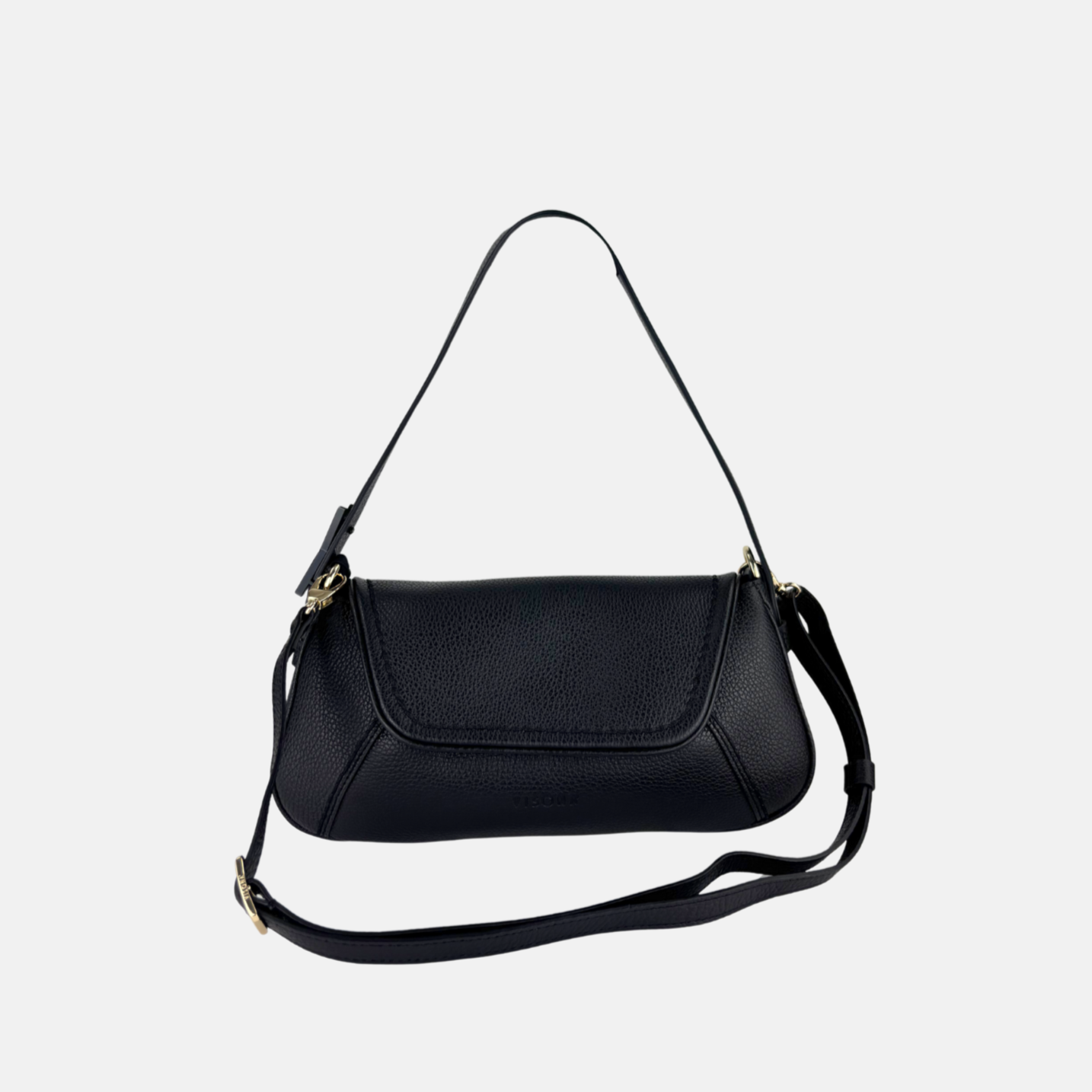Plinio Visona MARGOT Baguette Flap shoulder Bag Black- Big Bag NY