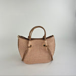 Plinio Visona Medium Giulia Raffia Double Handle Tassel Tote Tan - Big Bag NY