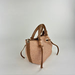 Plinio Visona Medium Giulia Raffia Double Handle Tassel Tote Tan - Big Bag NY