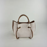 Plinio Visona Medium Giulia Raffia Double Handle Tassel Tote White - Big Bag NY