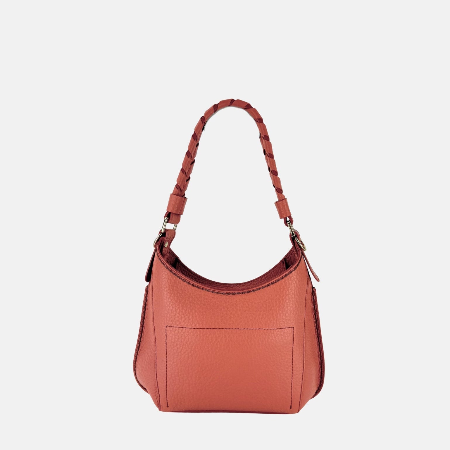 Plinio Visona Mia Braided Top Handle Small Shoulder Bag in Blush - Big Bag NY