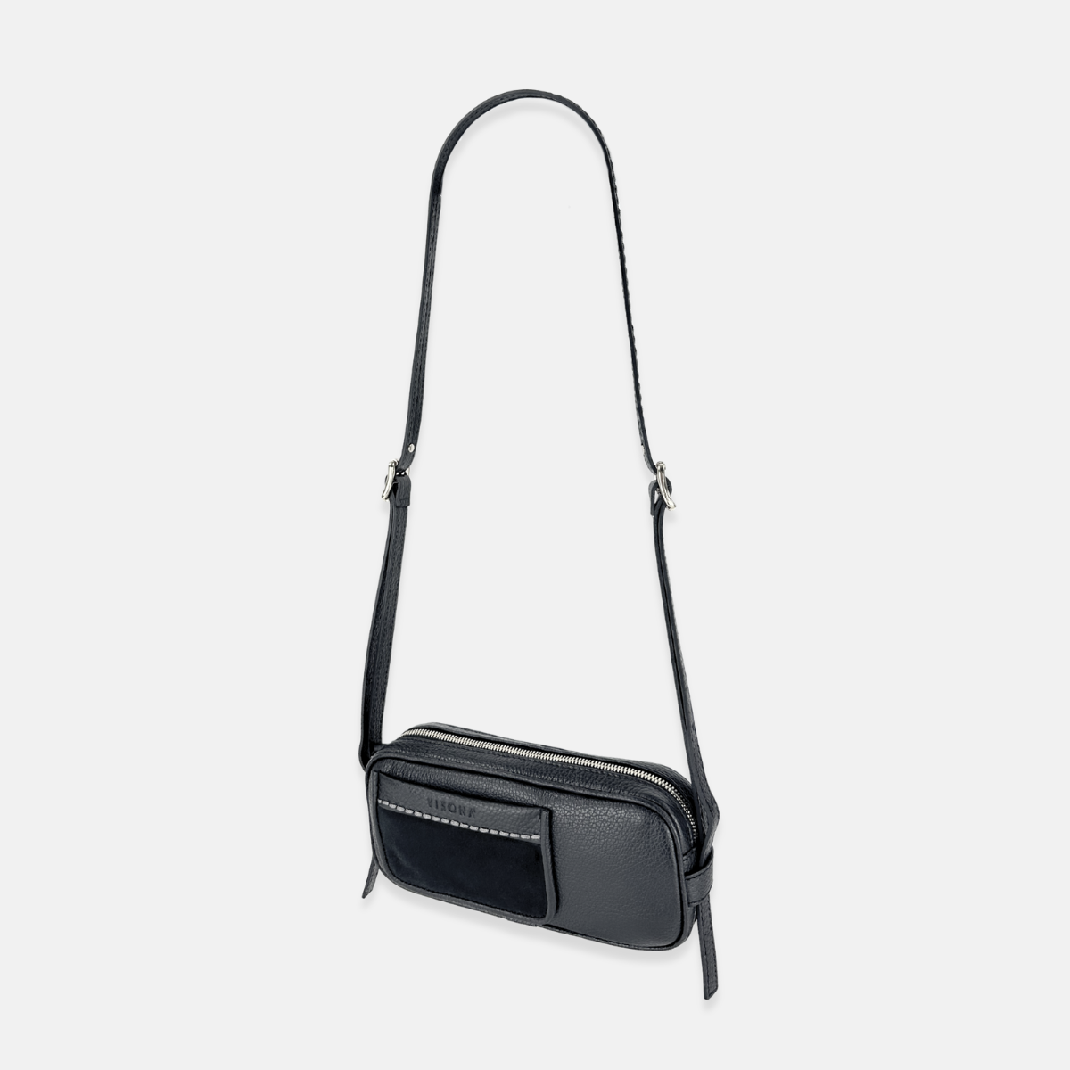 Plinio Visona Mini Baguette Shoulder and Crossbody Bag in Black- Big Bag NY