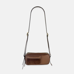 Plinio Visona Mini Baguette Shoulder and Crossbody Bag in Brown - Big Bag NY