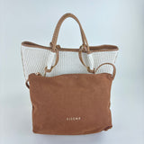 Plinio Visona Paglia Medium Raffia Double Handle Tassel Tote White - Big Bag NY