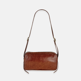 Plinio Visona Patent Leather and Suede Baguette Shoulder Crossbody Bag in Brown - Big Bag NY