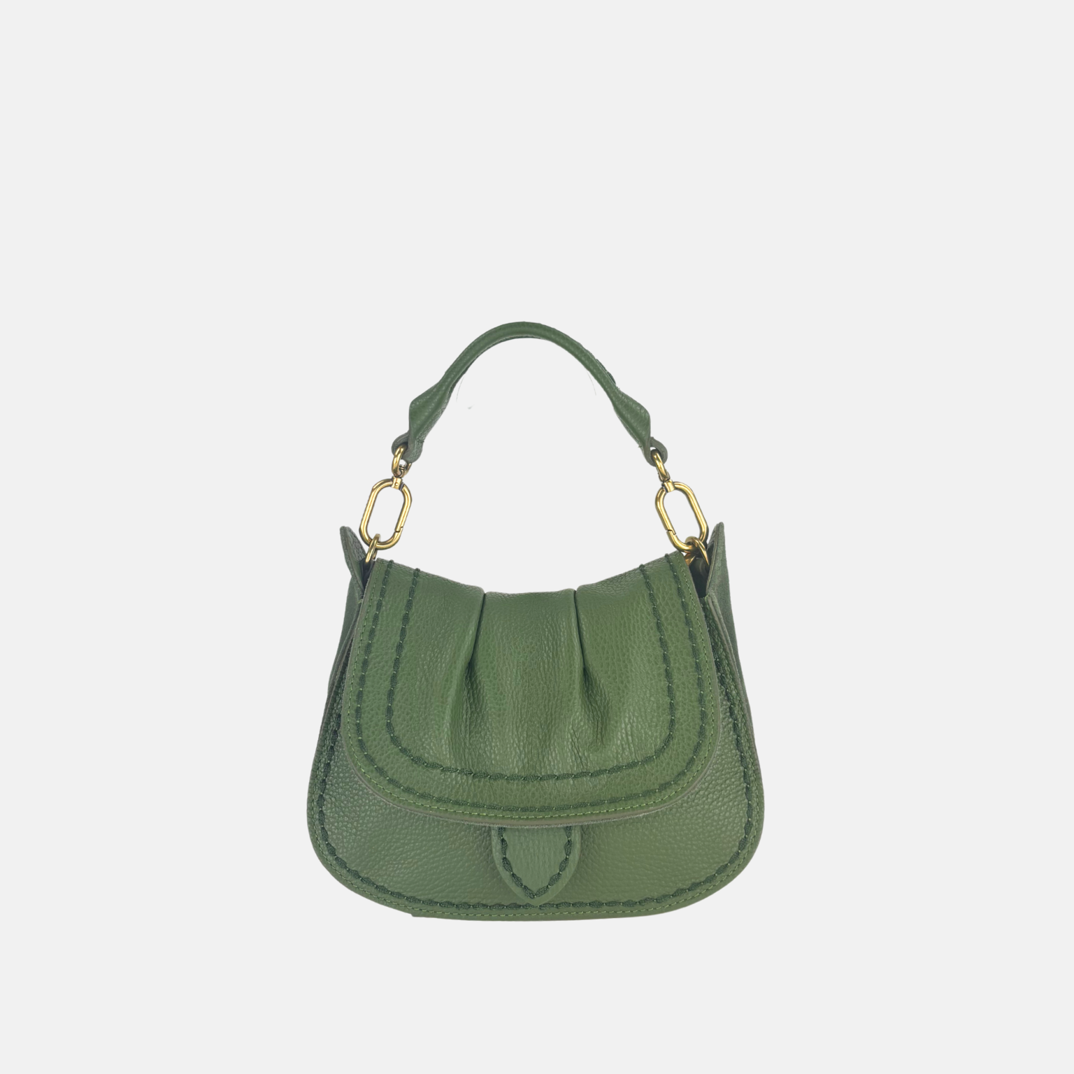 Plinio Visona SELLA Small Ruched Flap Hobo Bag Agave Green - Big Bag NY