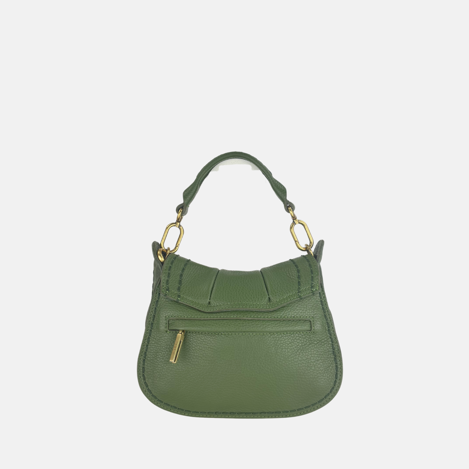 Plinio Visona SELLA Small Ruched Flap Hobo Bag Agave Green - Big Bag NY 1