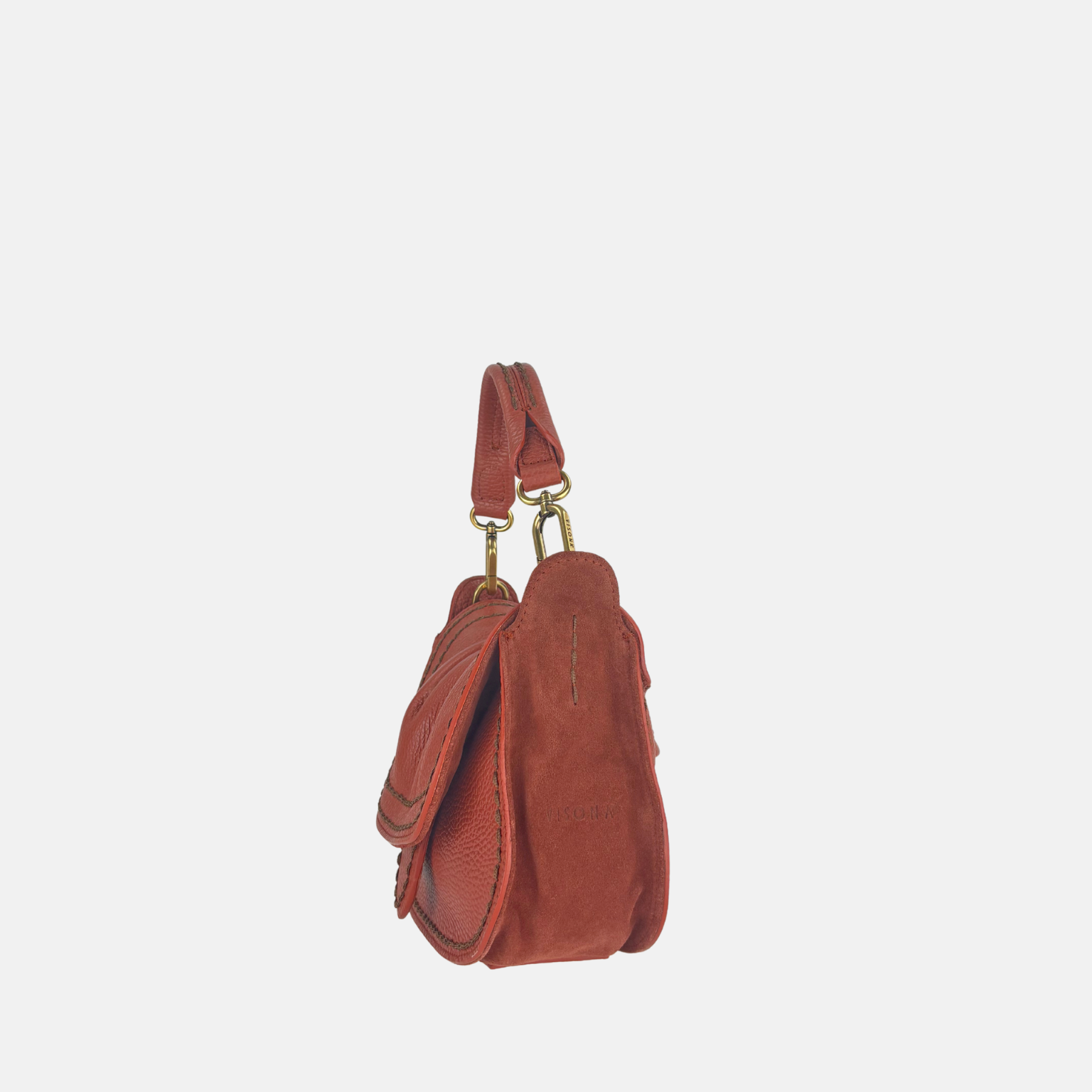 Plinio Visona SELLA Small Ruched Flap Hobo Bag Siena Orange - Big Bag NY