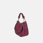 Plinio Visona SELLA Small Ruched Flap Hobo Bag Vino Wine - Big Bag NY 2