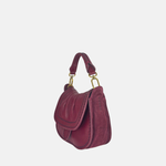 Plinio Visona SELLA Small Ruched Flap Hobo Bag Wine - Big Bag NY