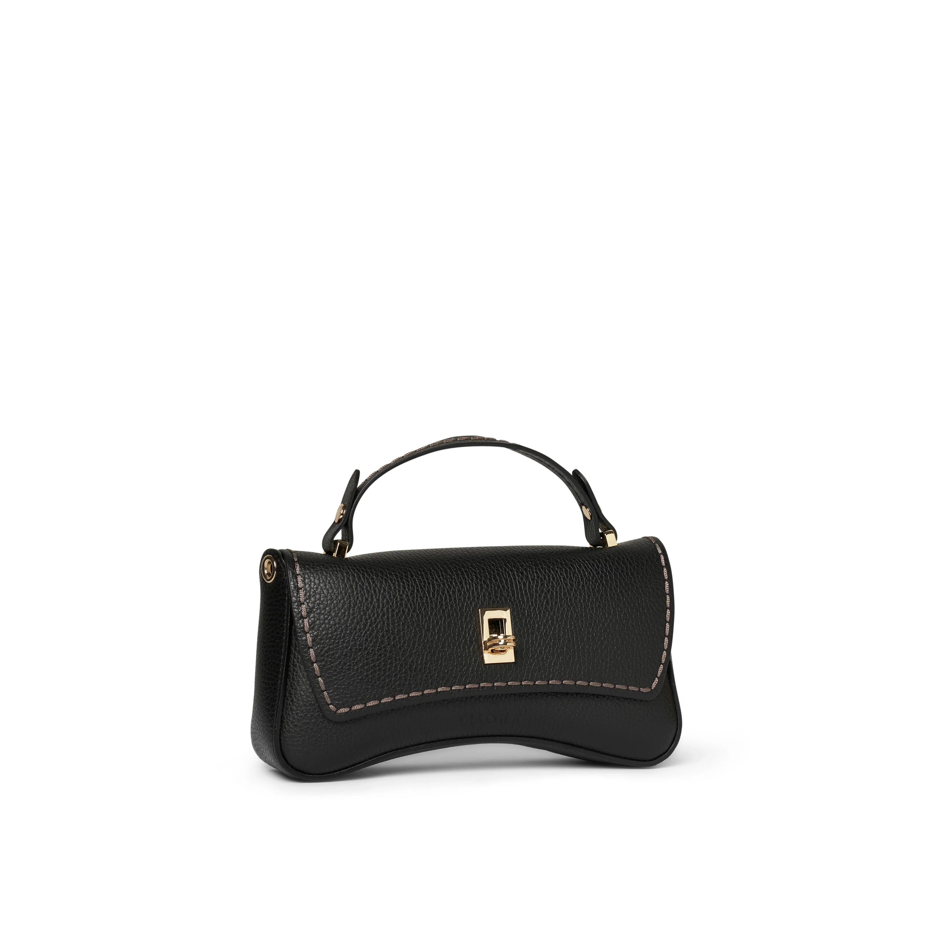 Plinio Visona Siena Mini Turnlock Crossbody Bag Black - Big Bag NY