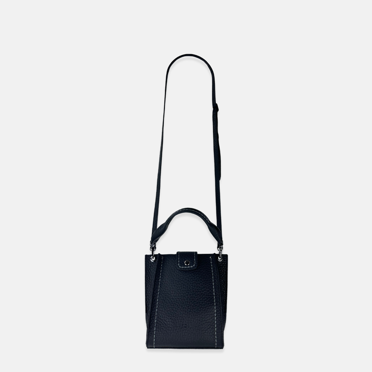 Plinio Visona Top Handle Tote Mini Phone Bag in Black - Big Bag NY