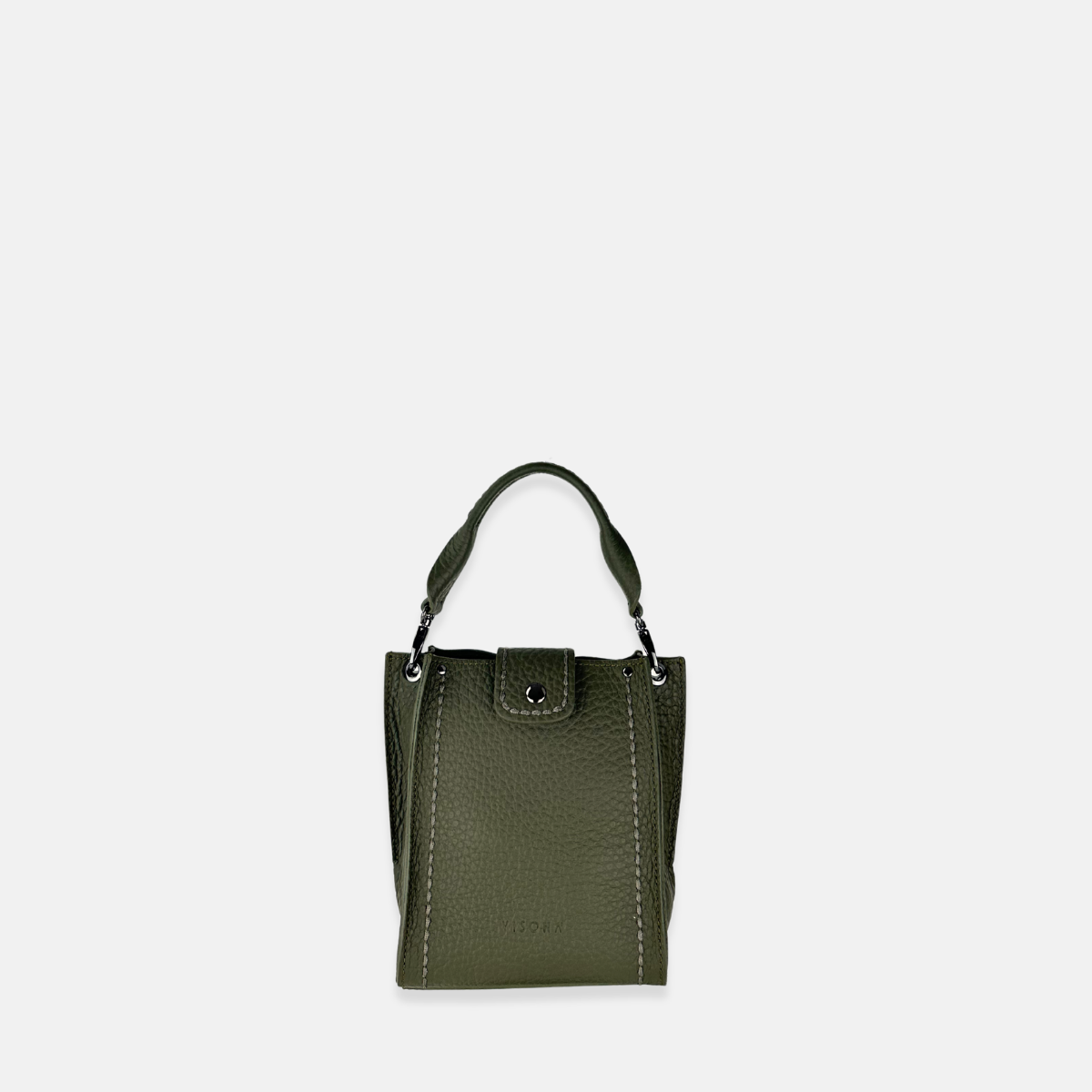Plinio Visona Top Handle Tote Mini Phone Bag in Green - Big Bag NY