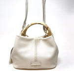 Plinio Visona Tortoise Handle Contrast Stitch Handbag Latte - Big Bag NY 2