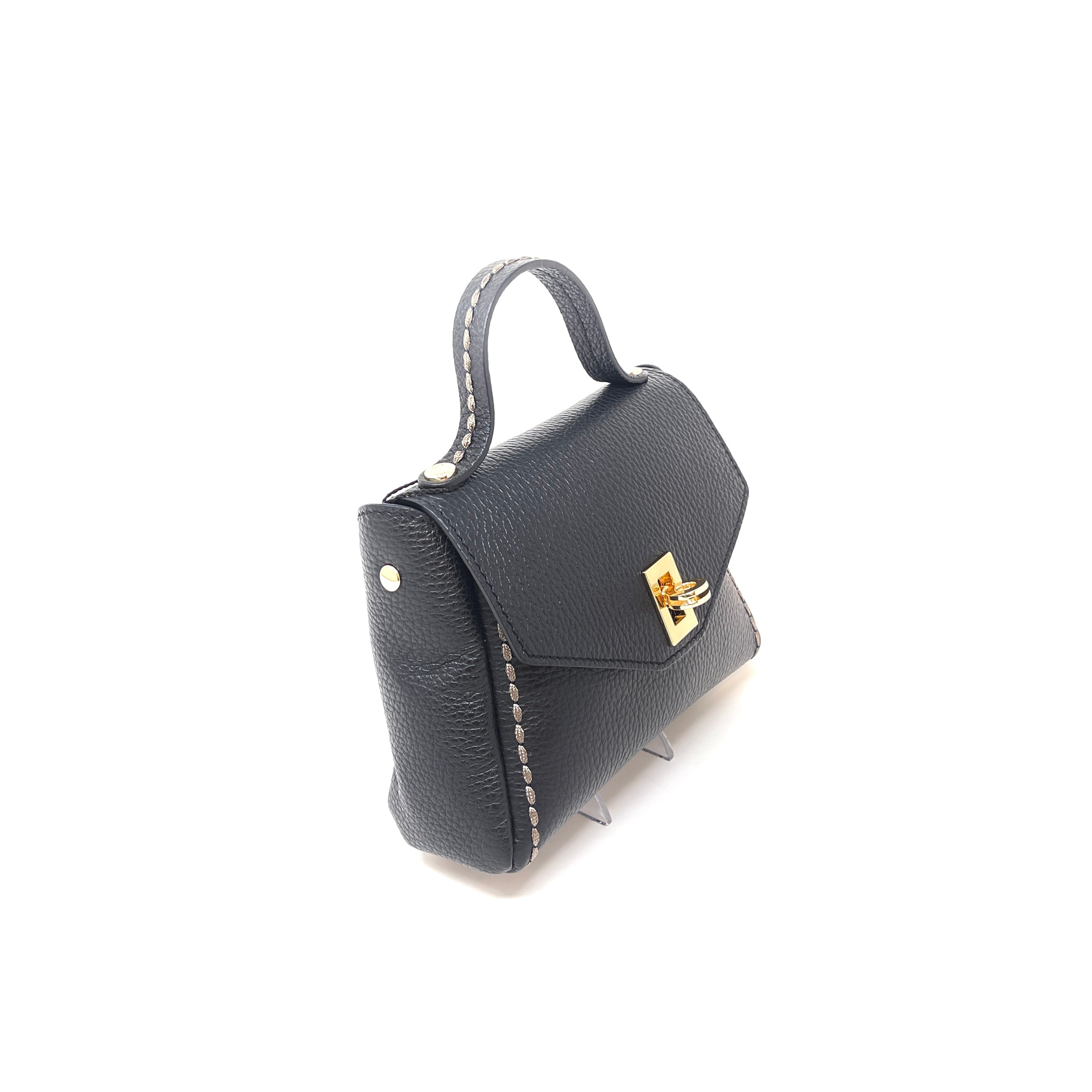 Plinio Visona Turn lock Flap Mini Bag PV-20640-BLACK - Big Bag NY 2