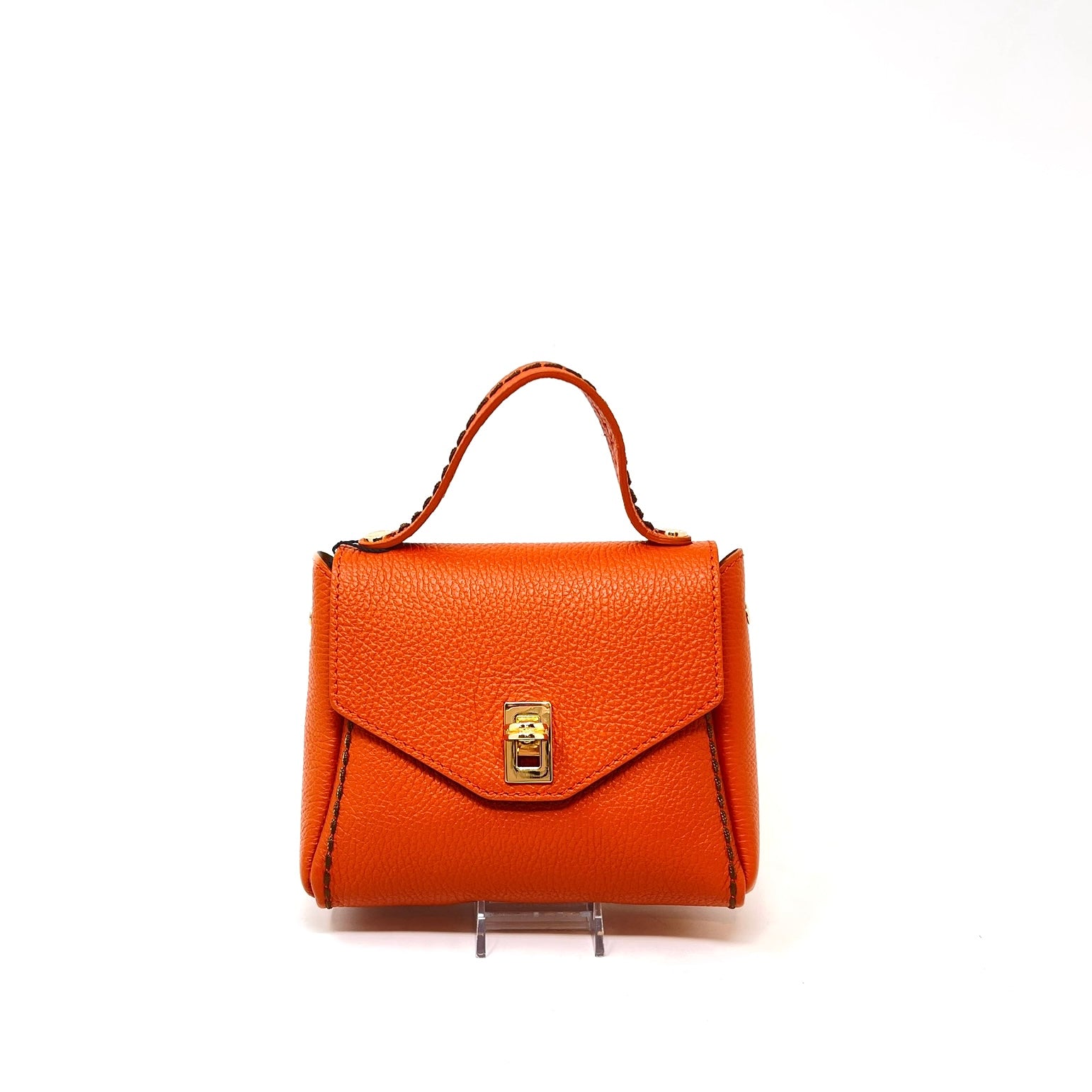 Plinio Visona Turn lock Flap Mini Bag PV-20640-PAPAYA - Big Bag NY