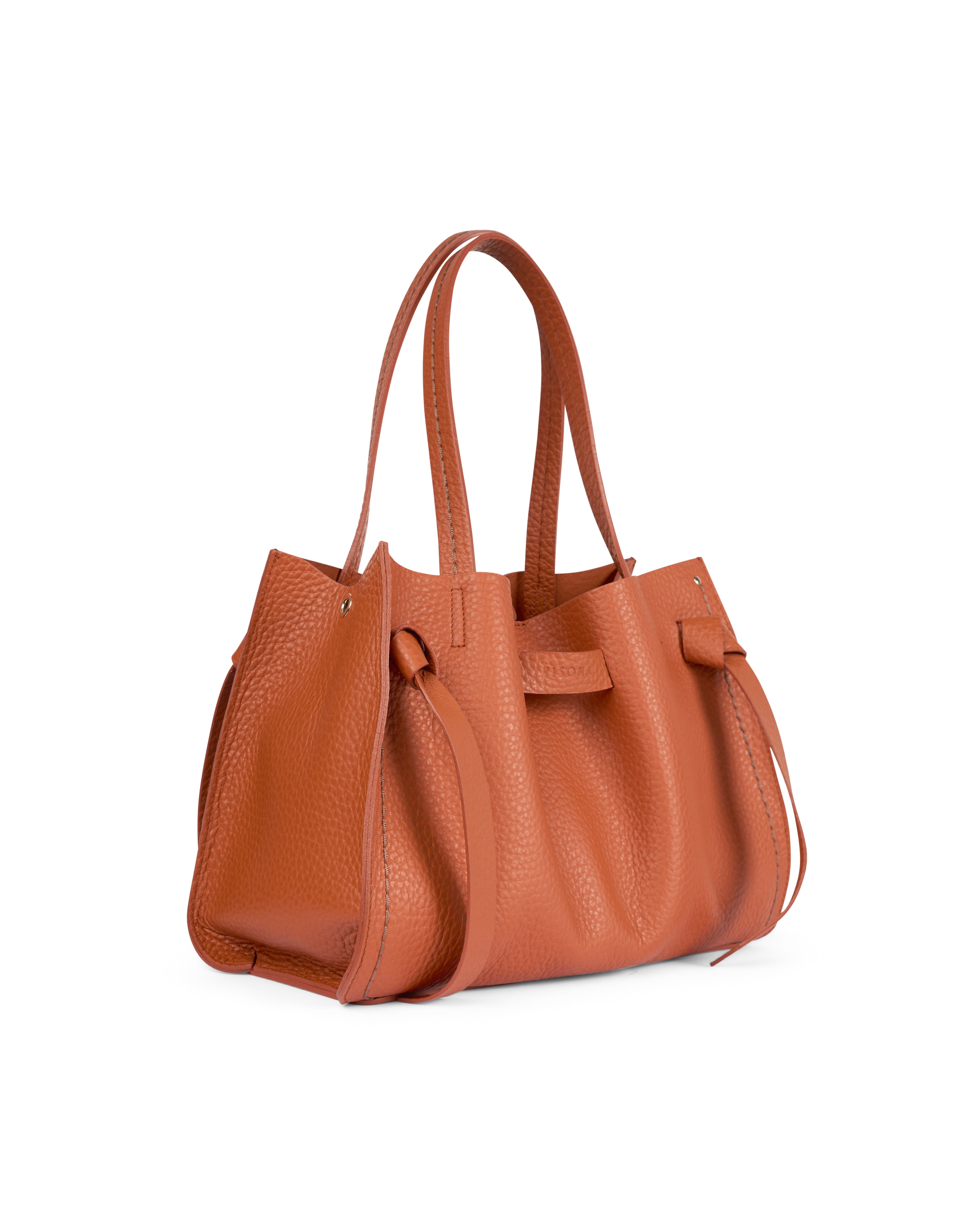 Plinio Visona VITTORIA Medium Tote Bag Burnt Orange