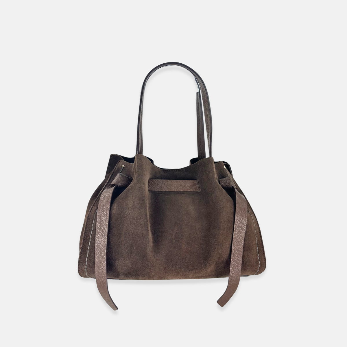 Plinio Visona VITTORIA Medium Tote Bag in Brown Suede - Big Bag NY