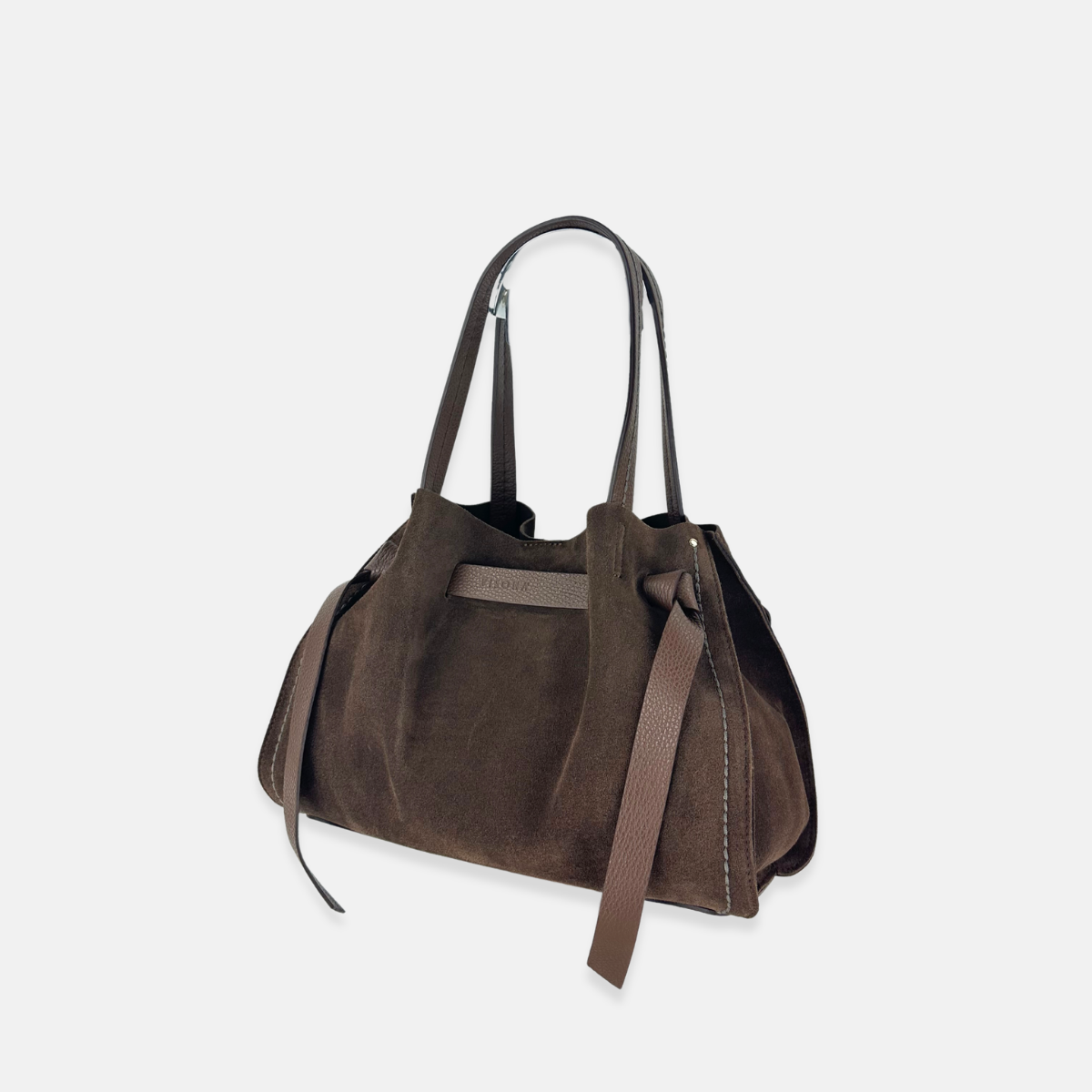 Plinio Visona VITTORIA Medium Tote Bag in Brown Suede - Big Bag NY