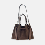 Plinio Visona VITTORIA Medium Tote Bag in Brown Suede - Big Bag NY