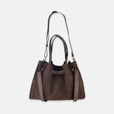 Plinio Visona VITTORIA Medium Tote Bag in Brown Suede - Big Bag NY