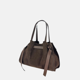 Plinio Visona VITTORIA Medium Tote Bag in Brown Suede - Big Bag NY