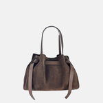Plinio Visona VITTORIA Medium Tote Bag in Brown Suede - Big Bag NY