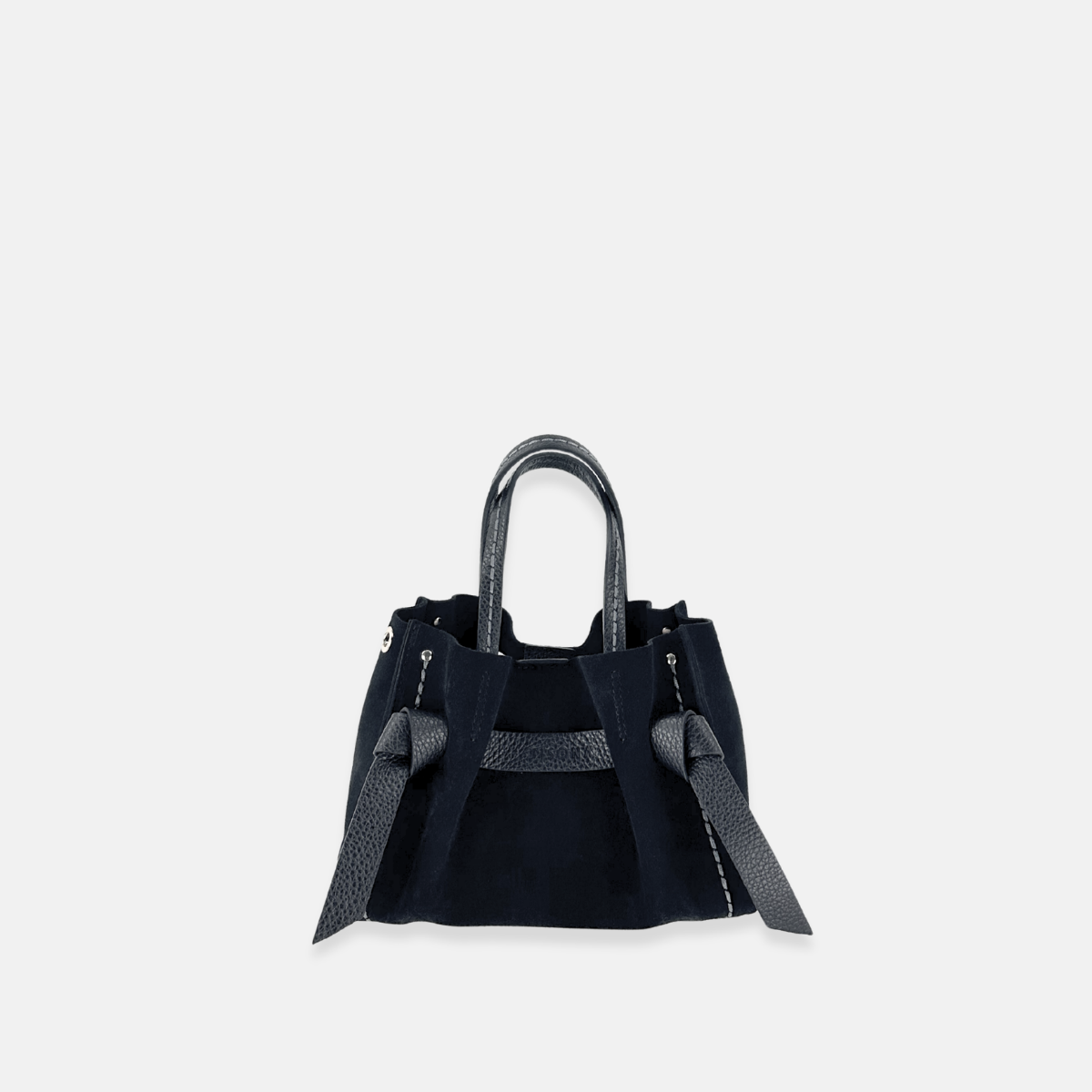 Plinio Visona VITTORIA Mini Tote Bag in Black Suede - Big Bag NY