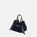 Plinio Visona VITTORIA Mini Tote Bag in Black Suede - Big Bag NY