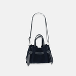 Plinio Visona VITTORIA Mini Tote Bag in Black Suede - Big Bag NY