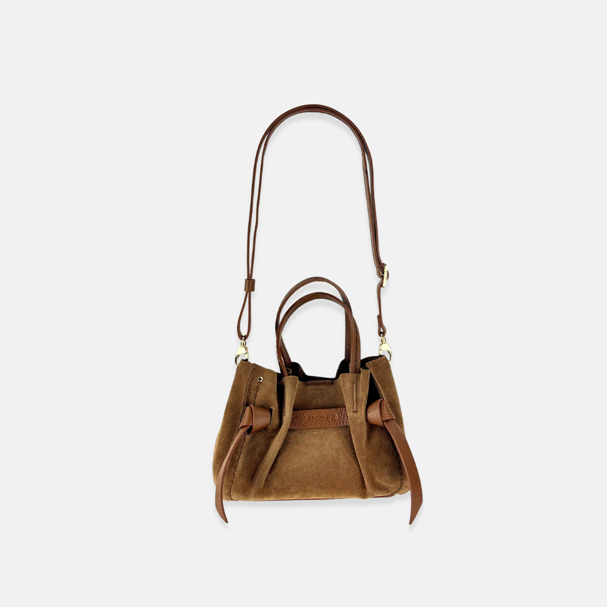Plinio Visona VITTORIA Mini Tote Bag in Caramel Suede - Big Bag NY
