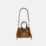 Plinio Visona VITTORIA Mini Tote Bag in Caramel Suede - Big Bag NY