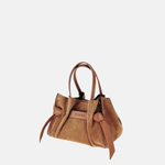 Plinio Visona VITTORIA Mini Tote Bag in Caramel Suede - Big Bag NY