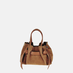 Plinio Visona VITTORIA Mini Tote Bag in Caramel Suede - Big Bag NY