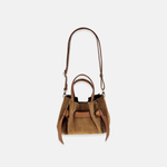 Plinio Visona VITTORIA Mini Tote Bag in Caramel Suede - Big Bag NY