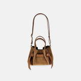 Plinio Visona VITTORIA Mini Tote Bag in Caramel Suede - Big Bag NY