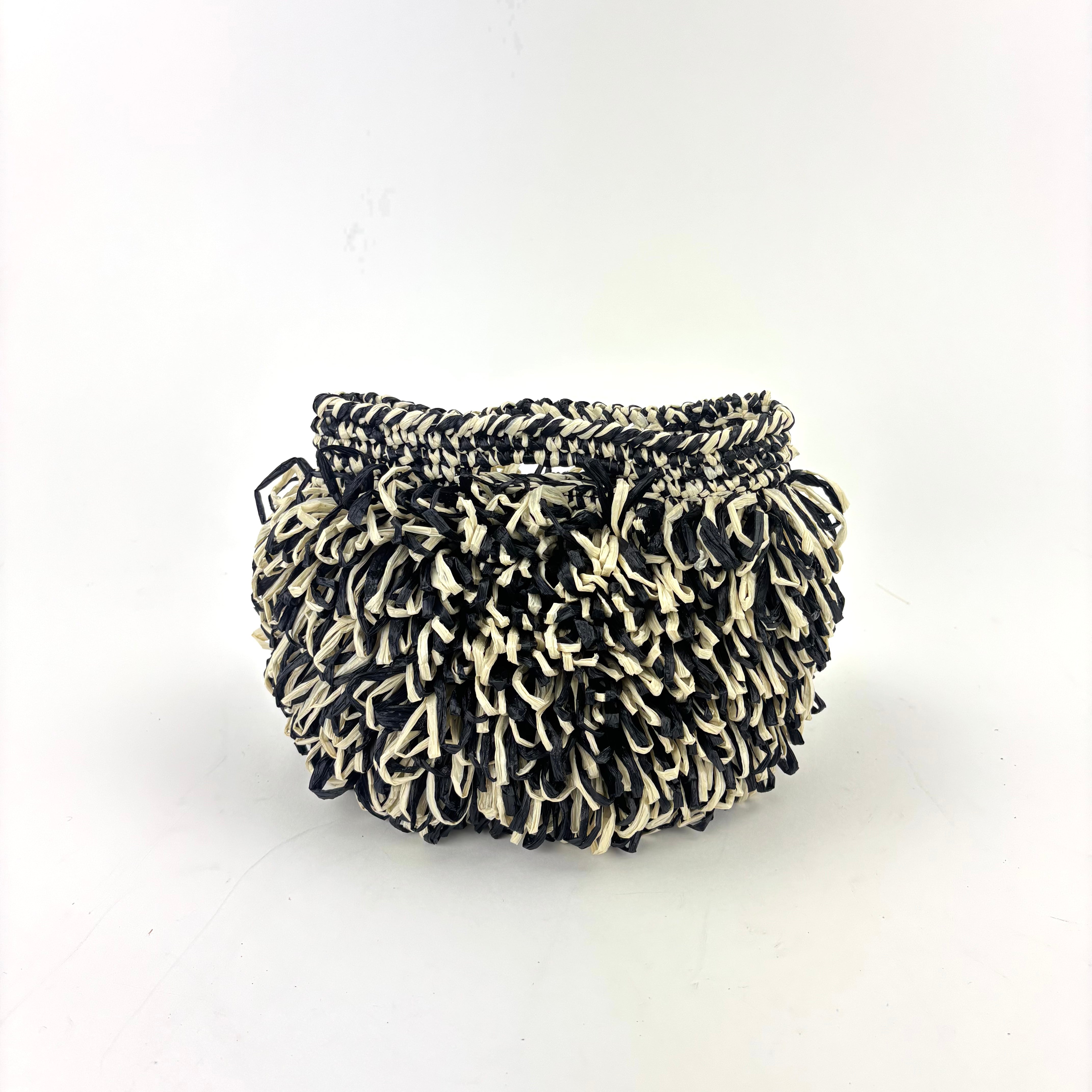 Poof Clutch with Chain Strap in Black and White - Big Bag NY