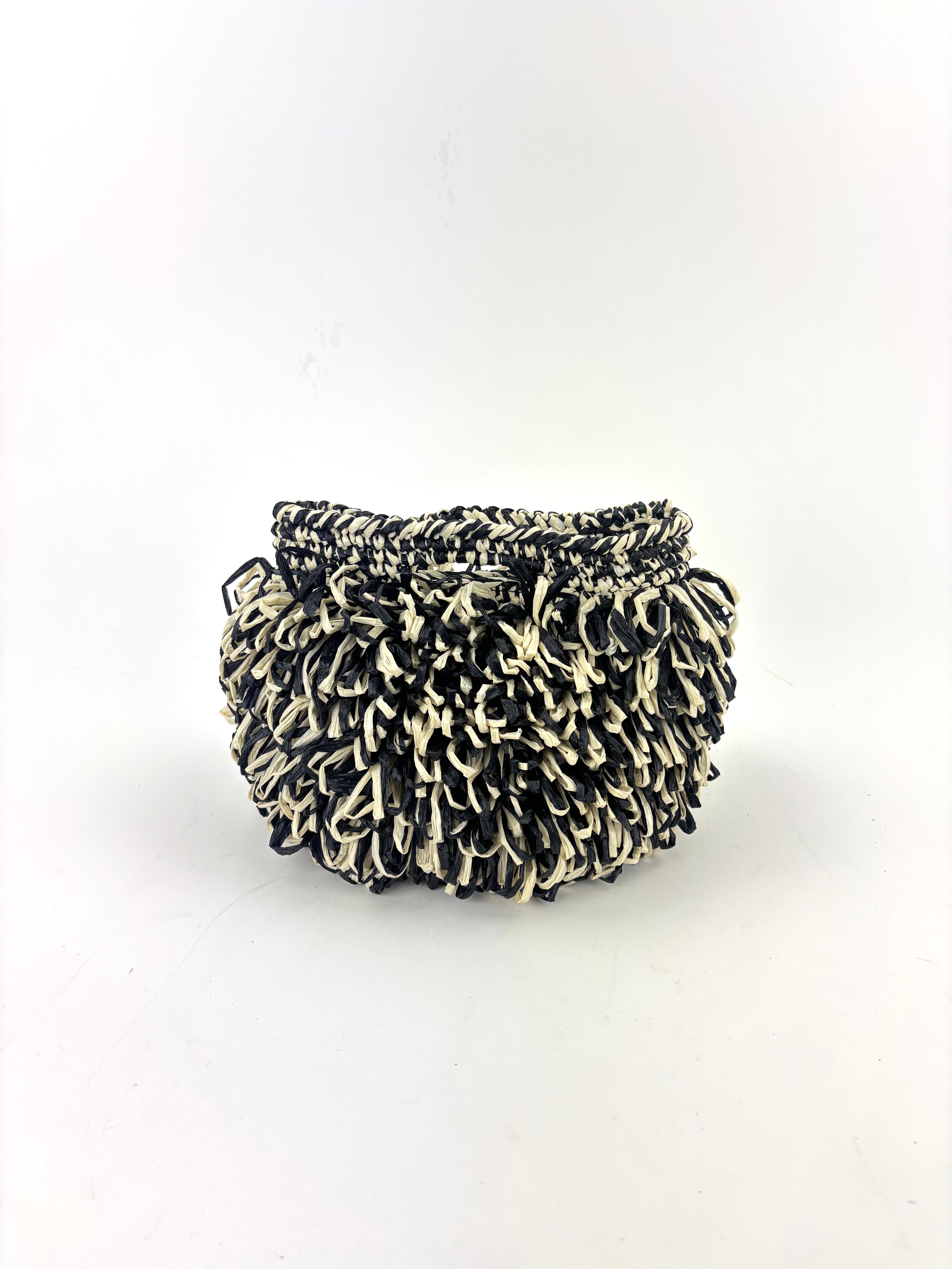 Poof Clutch with Chain Strap in Black and White - Big Bag NY