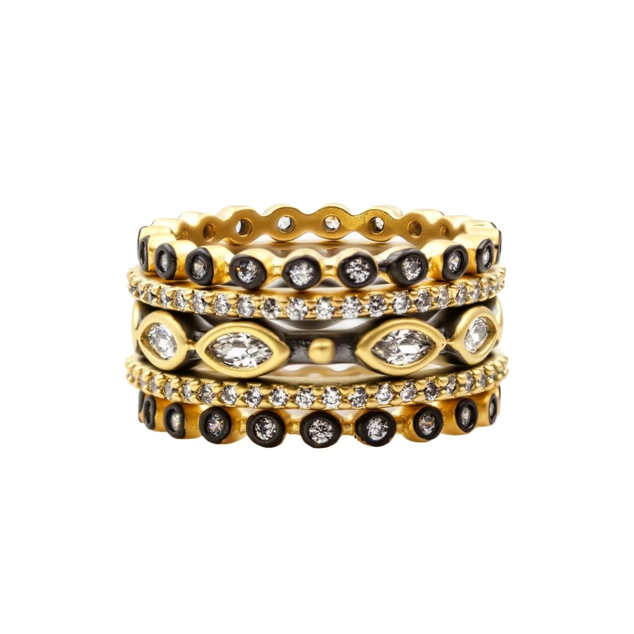 Freida Rothman Signature Marquise Station Ring Stack- Big Bag NY