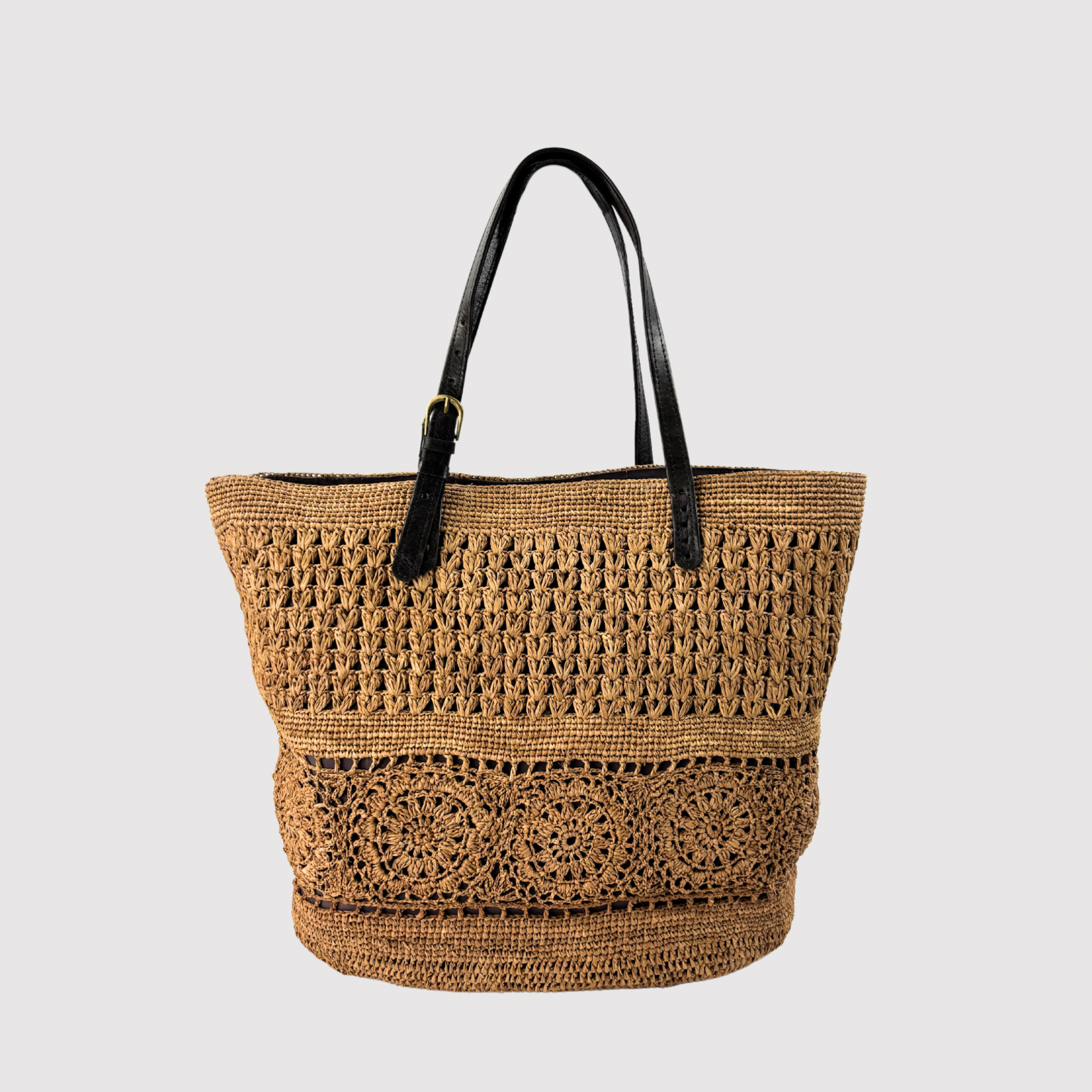 Rabarany Kaba Zippered Straw Tote - Big Bag NY