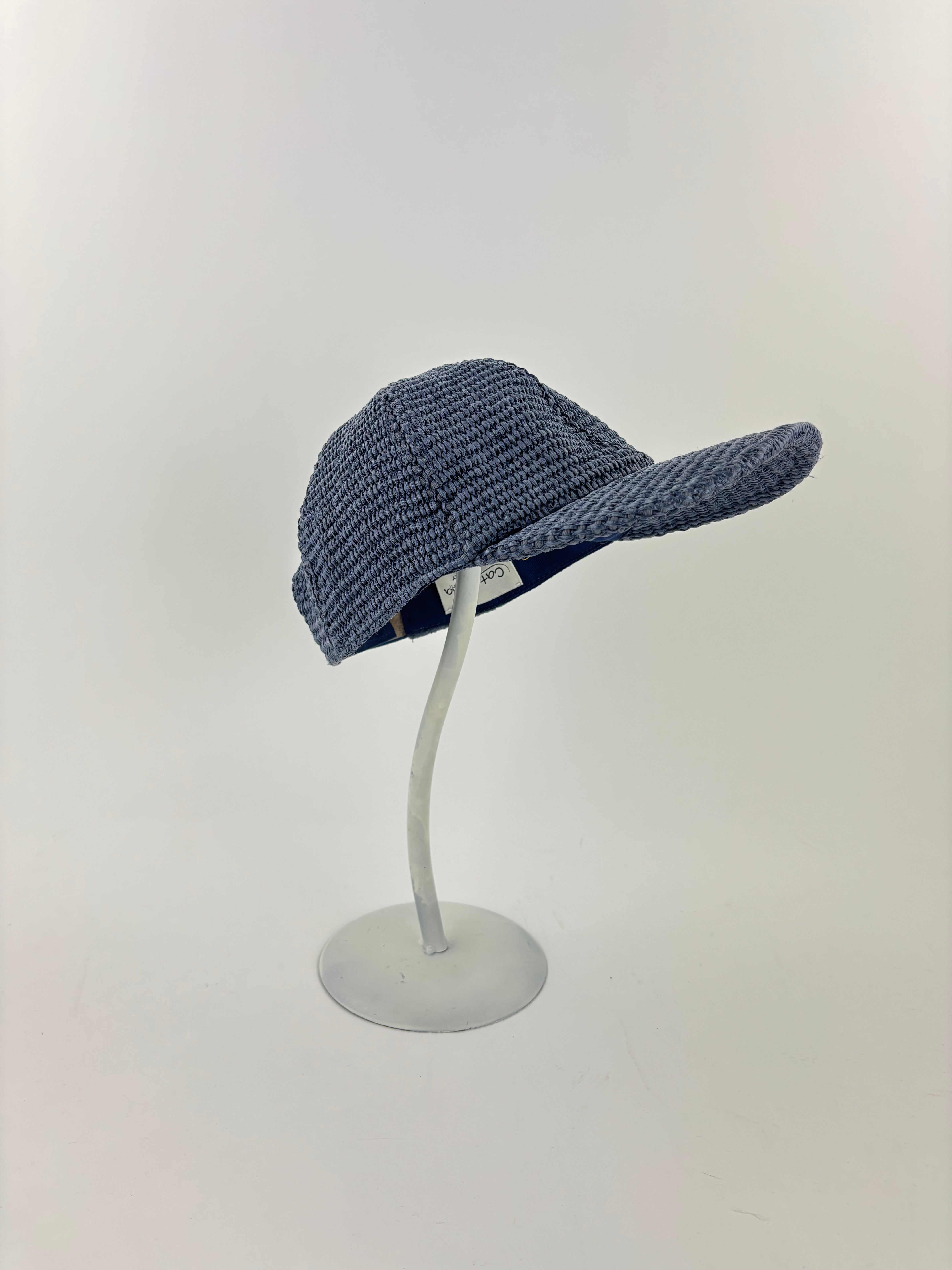 Raffia Effect Baseball Cap Slate Blue - Big Bag NY